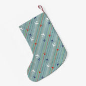 Retro Airplane Pattern-kerststop Kleine Kerstsok (Achterkant (Hangend))