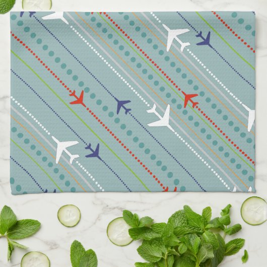 Retro Airplane Pattern Kitchen Towel Theedoek (Gevouwen)