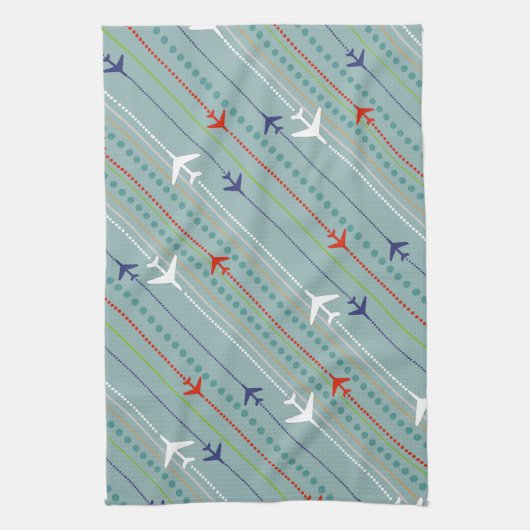 Retro Airplane Pattern Kitchen Towel Theedoek (Verticaal)