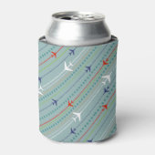 Retro Airplane Pattern Koelbox Blikjeskoeler (Blikje Voorkant)