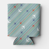 Retro Airplane Pattern Koelbox Blikjeskoeler (Voorkant)