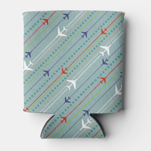 Retro Airplane Pattern Koelbox Blikjeskoeler (Voorkant)