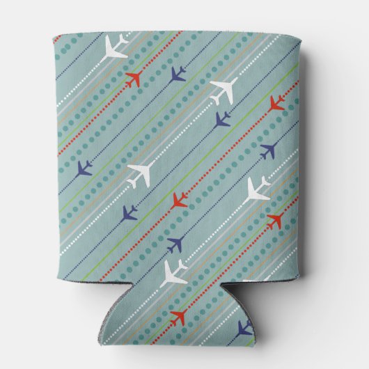 Retro Airplane Pattern Koelbox Blikjeskoeler (Achterkant)