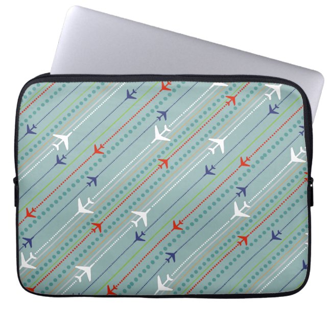Retro Airplane Pattern-laptophoes Laptop Sleeve (Voorkant)
