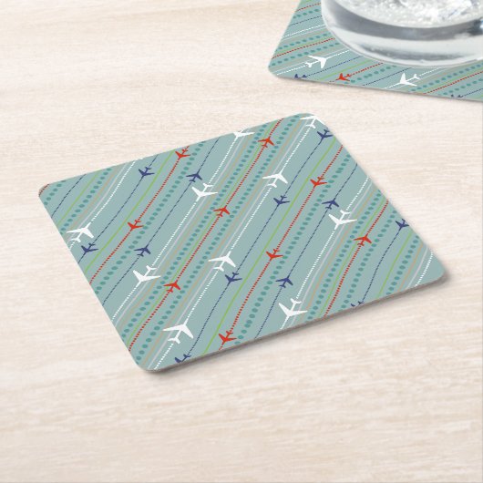 Retro Airplane Pattern Marble Hard Paper Onderzett Kartonnen Onderzetters (Schuin)