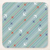 Retro Airplane Pattern Marble Hard Paper Onderzett Kartonnen Onderzetters (Voorkant)