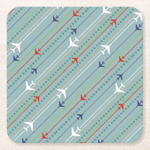 Retro Airplane Pattern Marble Hard Paper Onderzett Kartonnen Onderzetters
