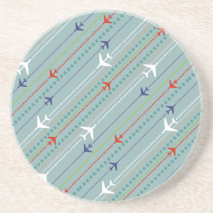Retro Airplane Pattern Marble Sandstone Onderzette Zandsteen Onderzetter