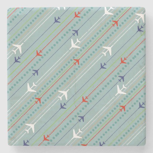 Retro Airplane Pattern Marble Stone Onderzetter (Voorkant)