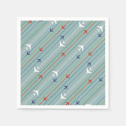 Retro Airplane Pattern Paper Napkins Servetten (Voorkant)
