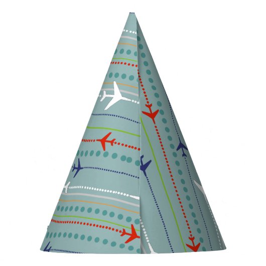 Retro Airplane Pattern Party Pet Feesthoedjes (Achterkant)