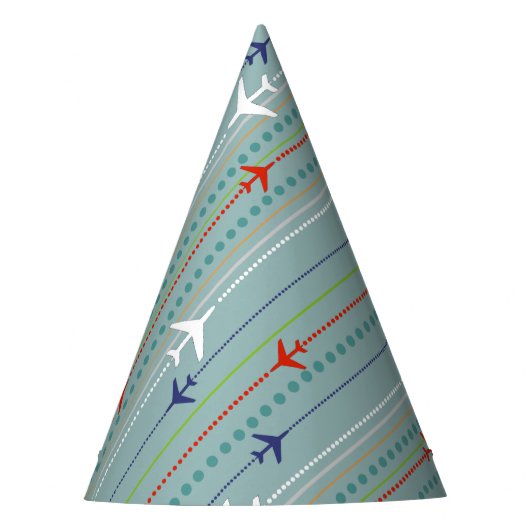 Retro Airplane Pattern Party Pet Feesthoedjes (Voorkant)