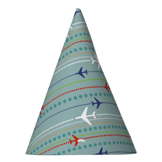 Retro Airplane Pattern Party Pet Feesthoedjes (Rechts)