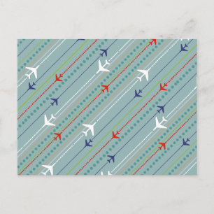 Retro Airplane Pattern Postcard Briefkaart