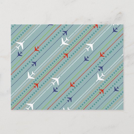 Retro Airplane Pattern Postcard Briefkaart (Voorkant)