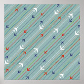 Retro Airplane Pattern Poster (Voorkant)