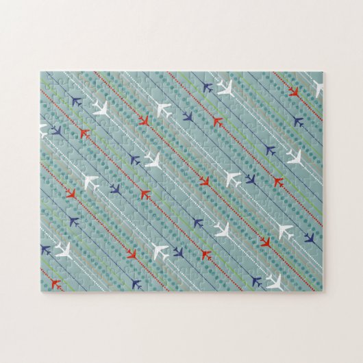 Retro Airplane Pattern Puzzle Legpuzzel (Horizontaal)