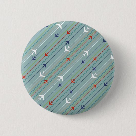 Retro Airplane Pattern Round Button (Voorkant)