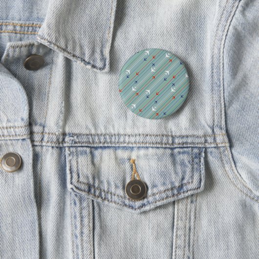 Retro Airplane Pattern Round Button (In situ)