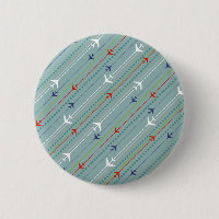 Retro Airplane Pattern Round Button
