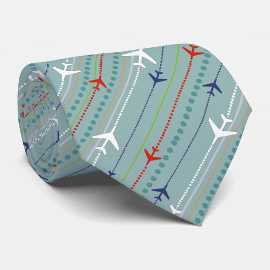 Retro Airplane Pattern Stropdas (Opgerold)