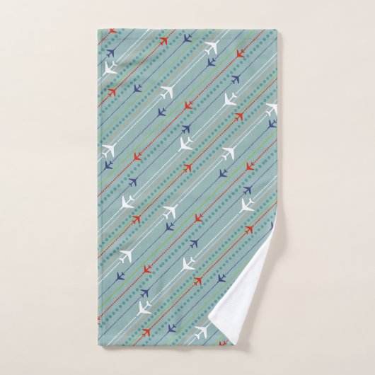 Retro Airplane Pattern Towel Set Bad Handdoek (Handdoek)