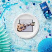 Retro akoestische 12-snarige gitaar papieren bordje (Feest)