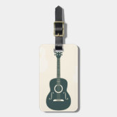 Retro akoestische gitaarmuziek bagagelabel (Voorkant verticaal)
