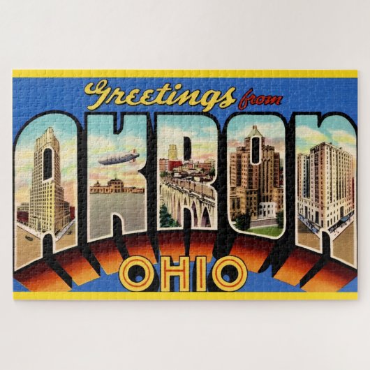 Retro Akron Ohio 20x30 Legpuzzel (Horizontaal)