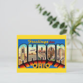 Retro Akron Ohio Groet  Briefkaart (Staand voorkant)