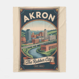 Retro Akron Ohio Reisposter Illustratie Fleece Deken