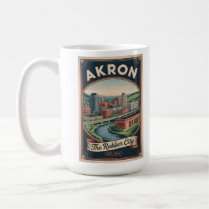 Retro Akron Ohio Reisposter Illustratie Koffiemok