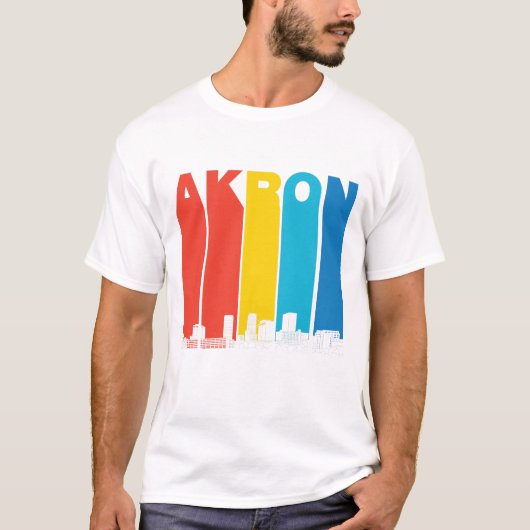 Retro Akron Ohio Skyline T-shirt (Voorkant)