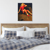 Retro Al Buell Bowling Pin-up Girl Canvas Afdruk (Insitu (Slaapkamer))