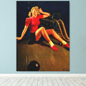  Retro Al Buell Bowling Pin-up Girl Canvas Afdruk (Insitu (Houten vloer))