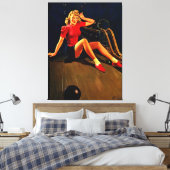  Retro Al Buell Bowling Pin-up Girl Canvas Afdruk (Insitu (Slaapkamer))