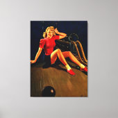 Retro Al Buell Bowling Pin-up Girl Canvas Afdruk (Voorkant)