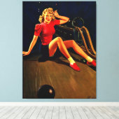  Retro Al Buell Bowling Pin-up Girl Canvas Afdruk (Insitu (Houten vloer))