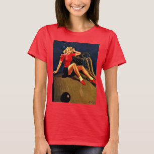 Retro Al Buell Bowling Pin-up Girl T-shirt
