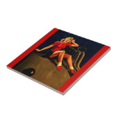  Retro Al Buell Bowling Pin-up Girl Tegeltje (Zijkant)