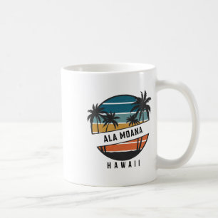 Retro Ala Moana Strand Hawaï Surfplank Surfen Koffiemok