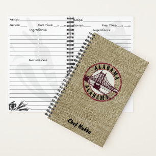 Retro Alabama Bridge Stamp Gepersonaliseerd Recept Notitieboek