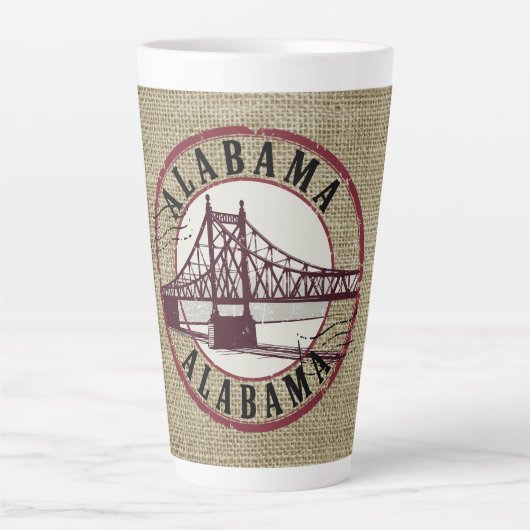 Retro Alabama Bridge Stamp Latte Mok (Voorkant)
