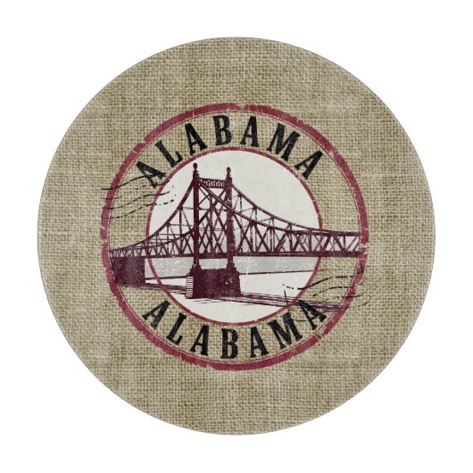Retro Alabama Bridge Stamp Snijplank (Voorkant)