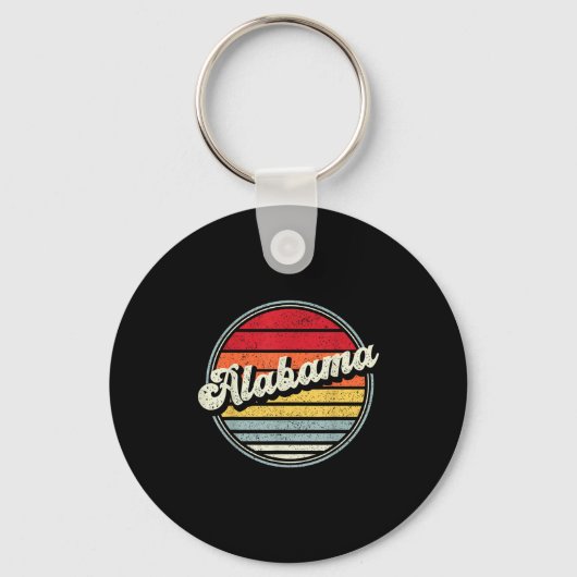Retro Alabama Home State Cool 70s Style Sunset Man Sleutelhanger (Voorkant)