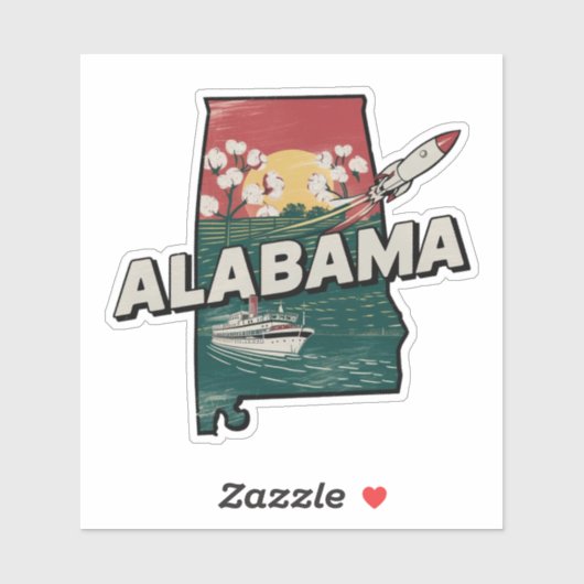 Retro Alabama State Car Sticker (Vel)