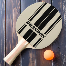 Retro Alabaster Board Strepen met Naam Tafeltennisbatje