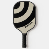 Retro Alabaster Drie Cirkelstreep met Naam Pickleball Paddle (Achterkant)