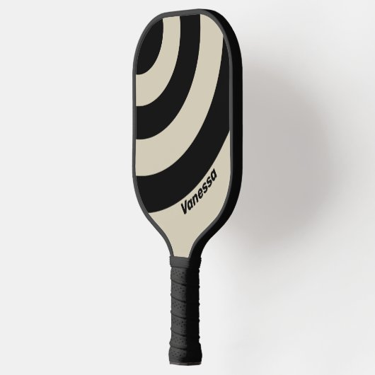 Retro Alabaster Drie Cirkelstreep met Naam Pickleball Paddle (Links)