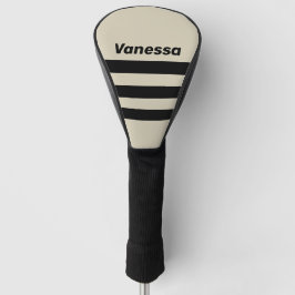 Retro Alabaster Drie Dwars Strepen met Naam Golfheadcover
